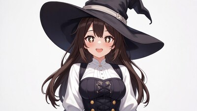 Anime girl in black witch hat
