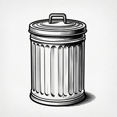 Metal Trash Can Illustration