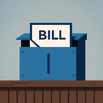 Blue Bill Mailbox Illustration