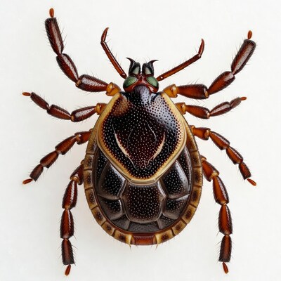 Brown Tick on White Background
