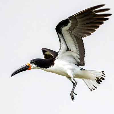 Black Skimmer Flying Isolated Background