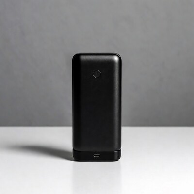 Black Power Bank on White Table
