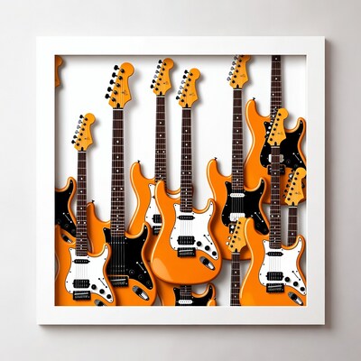 Stratocaster Guitars in White Frame