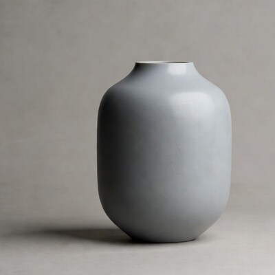 Gray Ceramic Vase on Gray Background