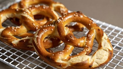 Fresh Salted Pretzels on Wire Rack