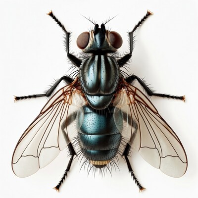 Bluebottle Fly on White Background