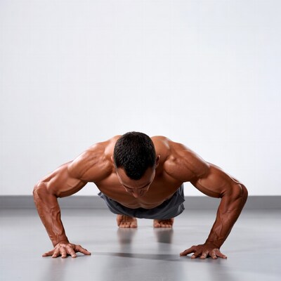 Muscular man doing push-ups