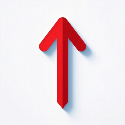 Red upward arrow on white
