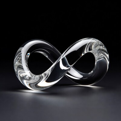 Clear glass infinity symbol