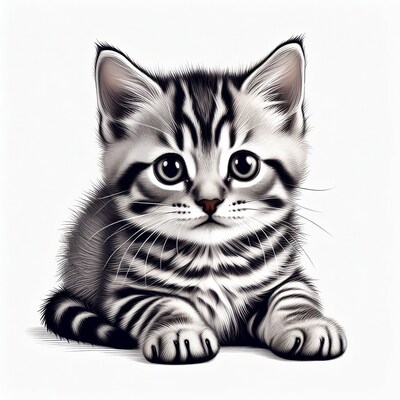 Cute tabby kitten lying down