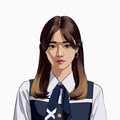 Asian girl in school uniform illustration