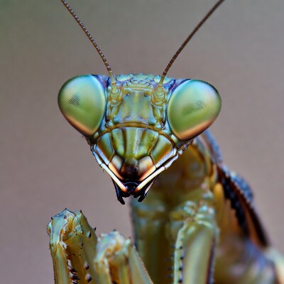 Close-up praying mantis face