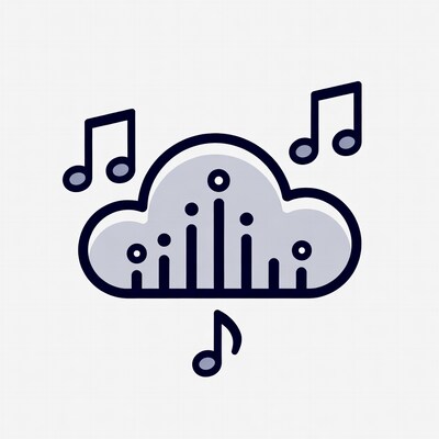 Cloud with music notes icon