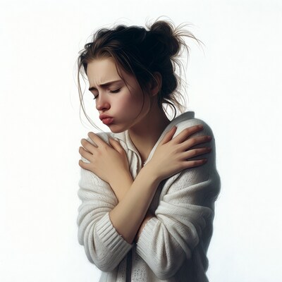 Young woman arms crossed pouting