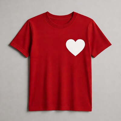 Red T-shirt with white heart