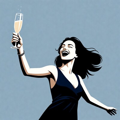 Woman toasting with champagne glass