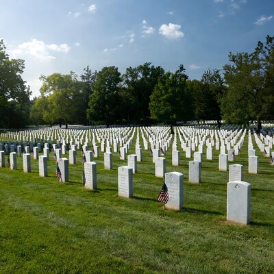 American Flags on Cemetery Headstones