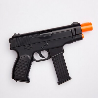 Black Toy Pistol with Orange Tip
