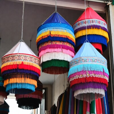 Colorful Hanging Lamps in Market