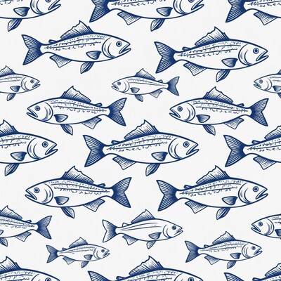 Navy Blue Sea Bass Fish Pattern