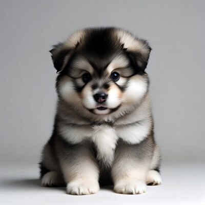 Fluffy Alaskan Klee Kai Puppy Sitting