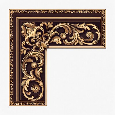 Ornate Golden L-Shaped Frame Border