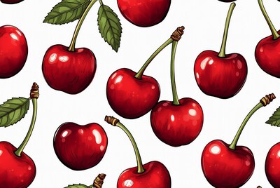 Red Cherry Seamless Pattern Illustration