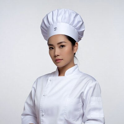 Asian woman in chef uniform