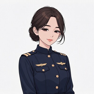 Anime woman in navy uniform
