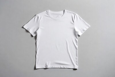 White T-shirt on Gray Background