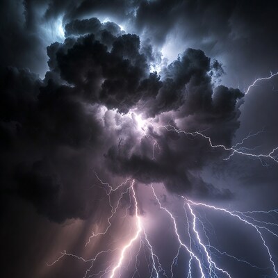 Dramatic Lightning Storm Clouds