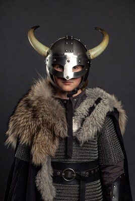 Boy in Viking warrior costume