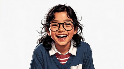 Asian girl laughing in glasses