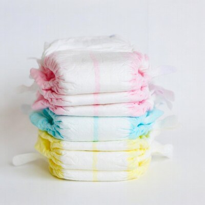 Colorful baby diapers stack