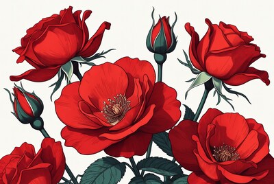 Red Roses Bouquet Illustration
