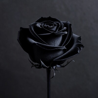 Black Rose on Stem
