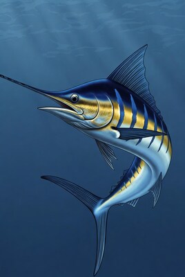 Blue Marlin Swimming Underwater