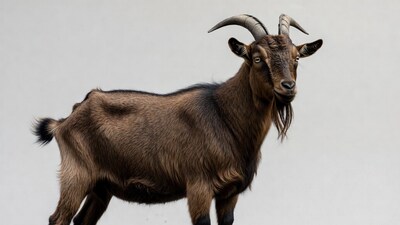 Brown goat on isolated background