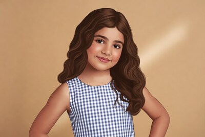 Girl in gingham dress smiling