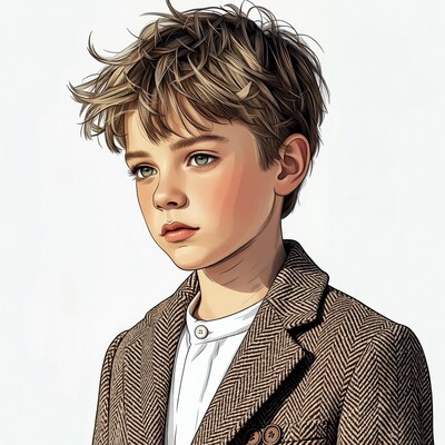 Boy in tweed jacket illustration