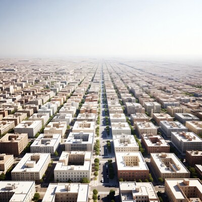 Aerial View of Grid City Blocks