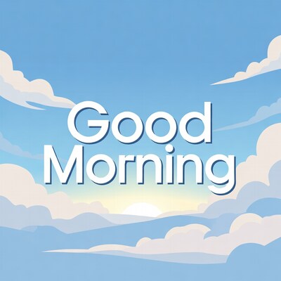 Good Morning text over sunrise sky