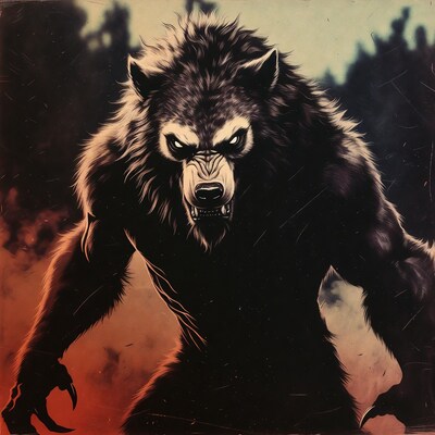 Roaring Werewolf in Forest