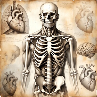 Vintage Anatomical Skeleton with Organs
