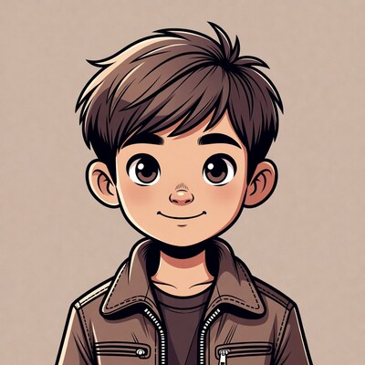 Cartoon boy in leather jacket