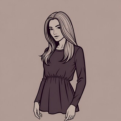 Blonde woman in long sleeve dress