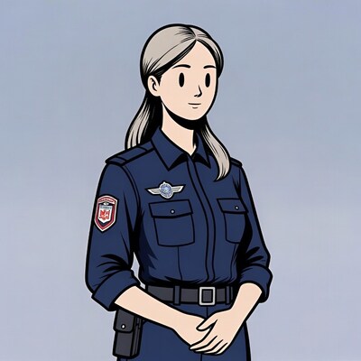 Anime policewoman in uniform