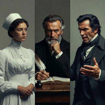 Victorian Nurse and Gentlemen Trio