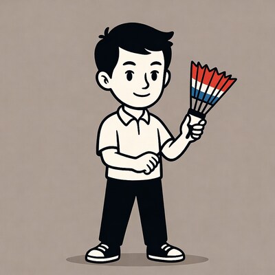 Boy holding Dutch flag fan