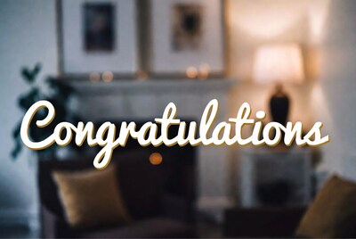 Congratulations Text on Blurred Room Background